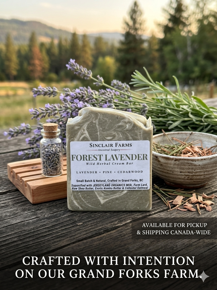 Sinclair Farms handcrafted soap with BC mountain backdrop